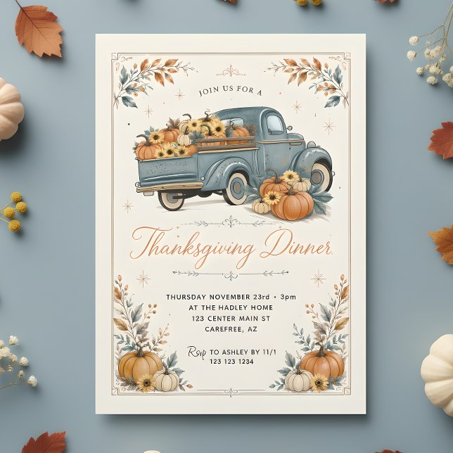 Rustic Thanksgiving Dinner Pumpkin Invitation (Creator Uploaded)