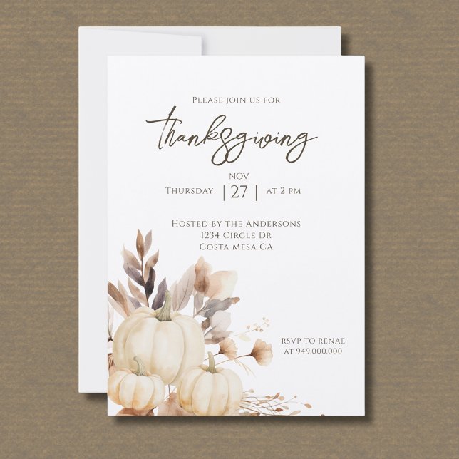 Rustic Thanksgiving Dinner Pumpkin  Invitation (Creator Uploaded)