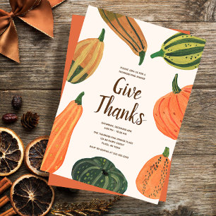 Rustic Thanksgiving Dinner Pumpkin Invitation