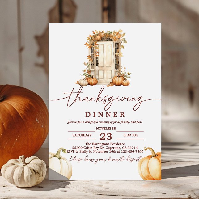Rustic Thanksgiving Dinner Pumpkin Invitation (Creator Uploaded)