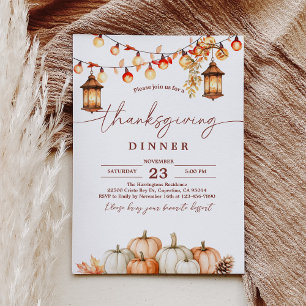 Rustic Thanksgiving Dinner Pumpkin Invitation