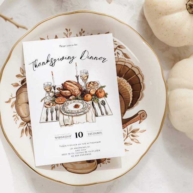 Rustic Thanksgiving Dinner Pumpkin Invitation (Creator Uploaded)
