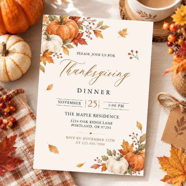 Rustic Thanksgiving Dinner Pumpkin Invitation (Creator Uploaded)
