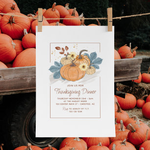 Rustic Thanksgiving Dinner Pumpkin Invitation