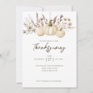 Rustic Thanksgiving Dinner Pumpkin  Invitation