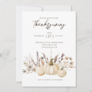 Rustic Thanksgiving Dinner Pumpkin  Invitation