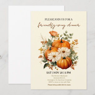 Rustic Thanksgiving Dinner Pumpkin Invite,Friendsg Invitation