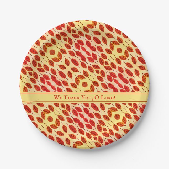 Rustic Thanksgiving Fall Autumn Leaves Paper Plate (Front)