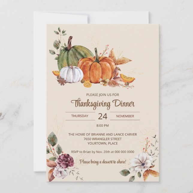 Rustic Thanksgiving Friendsgiving Autumn Party Invitation (Front)