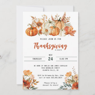 Rustic Thanksgiving Friendsgiving Autumn Party Invitation