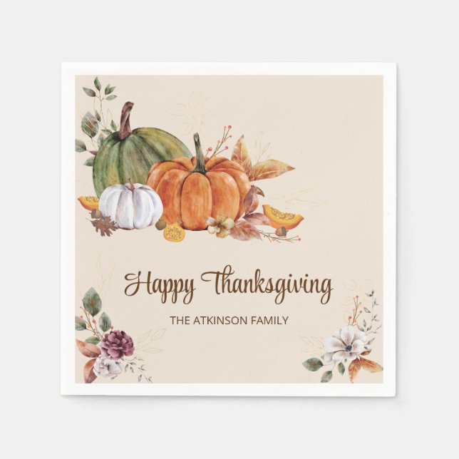 Rustic Thanksgiving Friendsgiving Autumn Party Napkin (Front)