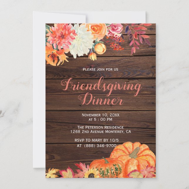 Rustic Thanksgiving | Friendsgiving Invitations (Front)