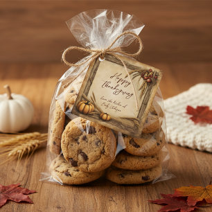 Rustic Thanksgiving Harvest Pumpkin and Wheat Favour Tags