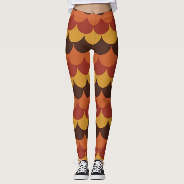 Rustic Thanksgiving Holiday Fall Autumn Colourful Leggings (Front)