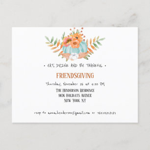 Rustic Thanksgiving Invitation Postcard.