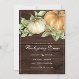 Rustic Thanksgiving Pumpkin Dinner Invitation