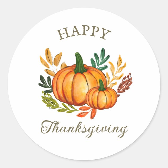 Rustic Thanksgiving Pumpkin Favor Sticker (Front)