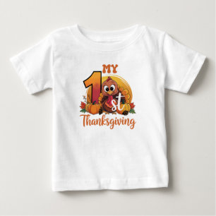 Rustic Thanksgiving Pumpkin Watercolor Autumn Baby T-Shirt