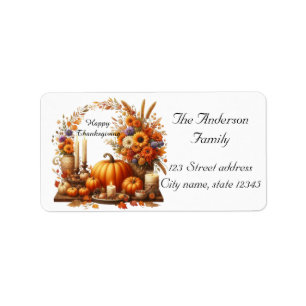 Rustic Thanksgiving Pumpkin Watercolor Autumn Label
