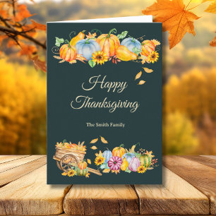 Rustic Thanksgiving Pumpkins Folded Holiday Card