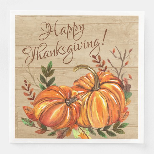 Rustic Thanksgiving Pumpkins Napkin (Front)