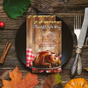 Rustic Thanksgiving Roasted Turkey Baby Shower Enclosure Card