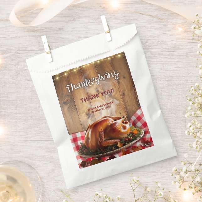 Rustic Thanksgiving Roasted Turkey Baby Shower Favour Bags (Clipped)