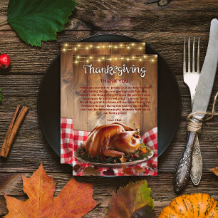 Rustic Thanksgiving Roasted Turkey Baby Shower Thank You Card