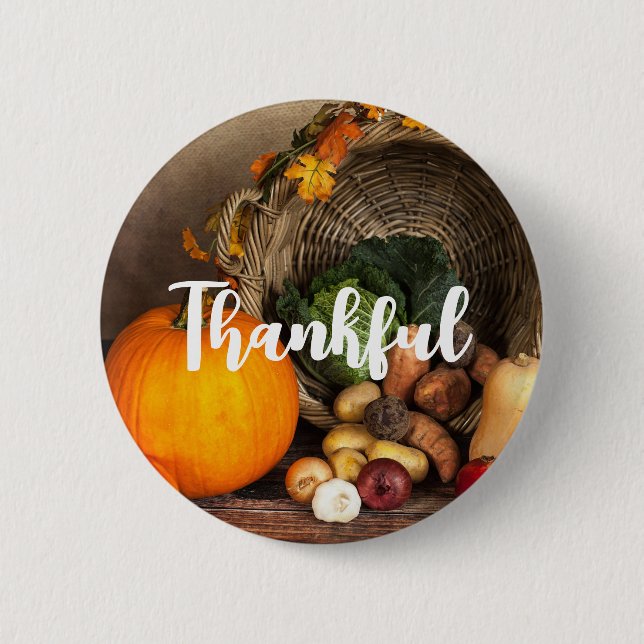 Rustic Thanksgiving Table Bountiful Harvest 6 Cm Round Badge (Front)