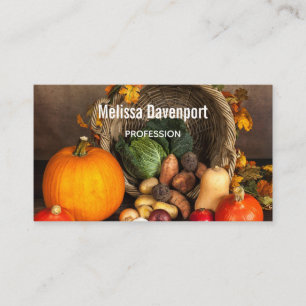 Rustic Thanksgiving Table Bountiful Harvest Business Card