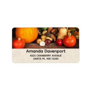 Rustic Thanksgiving Table Bountiful Harvest Label