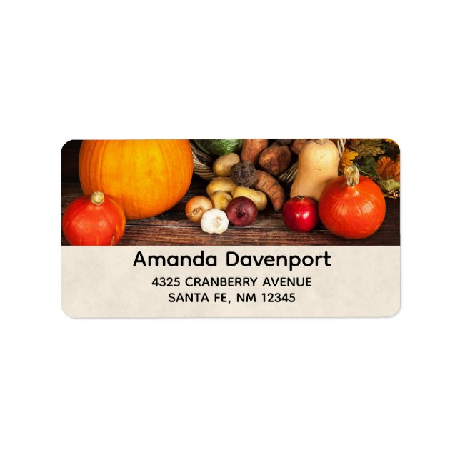 Rustic Thanksgiving Table Bountiful Harvest Label (Front)