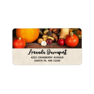 Rustic Thanksgiving Table Bountiful Harvest Label