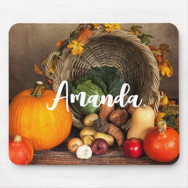 Rustic Thanksgiving Table Bountiful Harvest Mouse Mat (Front)