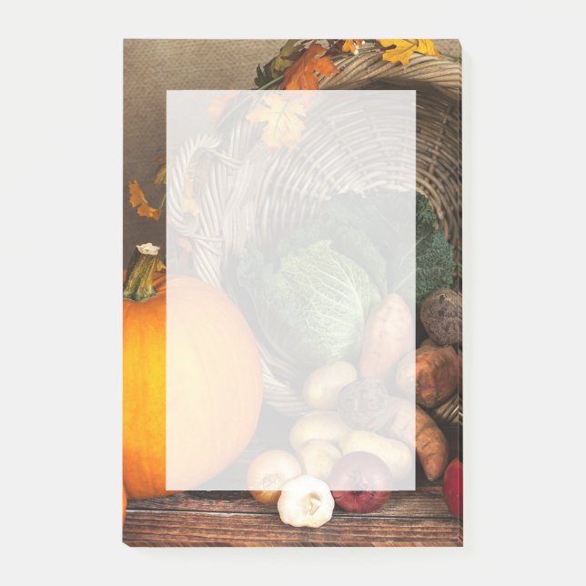 Rustic Thanksgiving Table Bountiful Harvest Post-it Notes (Front)