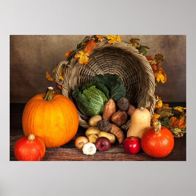 Rustic Thanksgiving Table Bountiful Harvest Poster (Front)