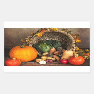 Rustic Thanksgiving Table Bountiful Harvest Rectangular Sticker