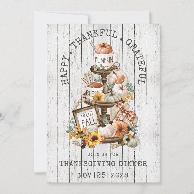 Rustic Thanksgiving Wood Autumn Invitation (Front)
