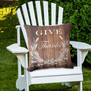rustic thanksgiving wreath barn wood give thanks cushion