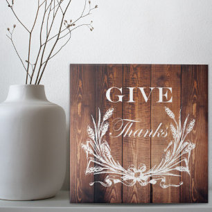 rustic thanksgiving wreath barn wood give thanks tile