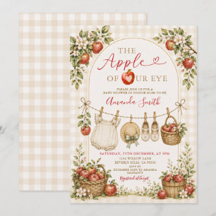 Rustic The Apple of Our Eye Baby Shower Invitation