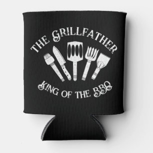 Rustic "The Grillfather: Funny BBQ Gift Can Cooler