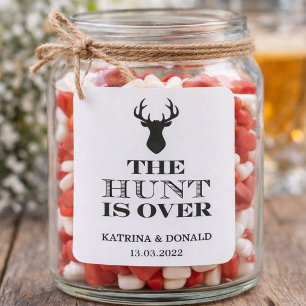 Rustic "The Hunt Is Over" Engagement Announcement Square Sticker
