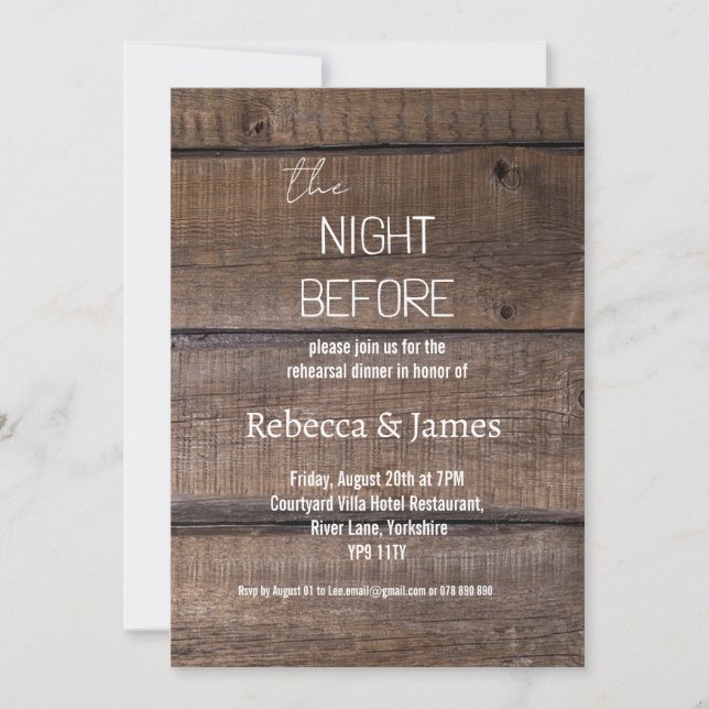 Rustic The Night Before Rehearsal Dinner Wedding  Invitation (Front)
