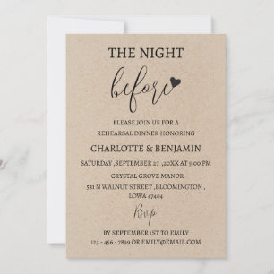 Rustic The Night Before Wedding Rehearsal Dinner Invitation