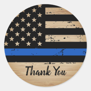 Rustic Thin Blue Line Flag Police Thank You Classi Classic Round Sticker