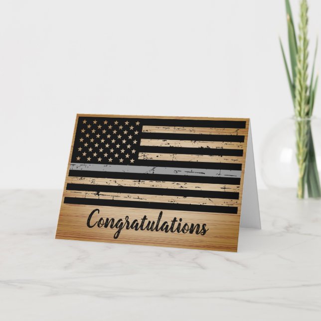 Rustic Thin Grey Line Correctional Officer Card (Front)