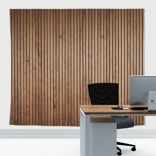Rustic Thin Vertical Wood Plank Cottage Wall Brown Tapestry