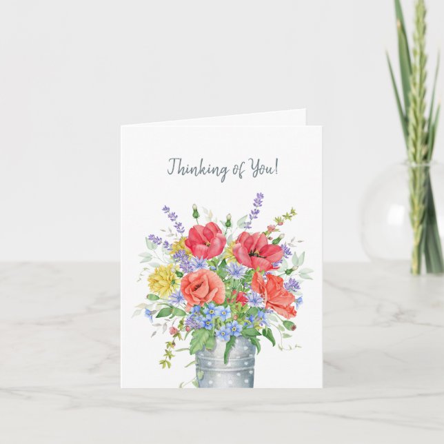 Rustic Thinking of You Floral Thank You Card (Front)