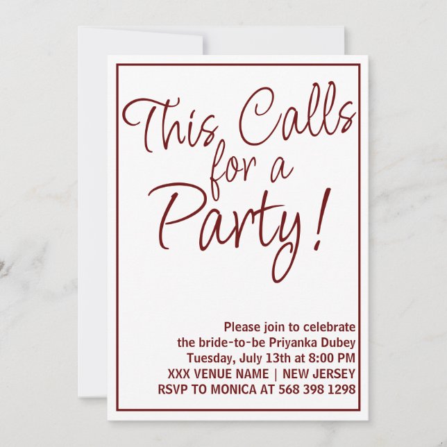  Rustic This Calls For a Party Funny Bridal Shower Invitation (Front)